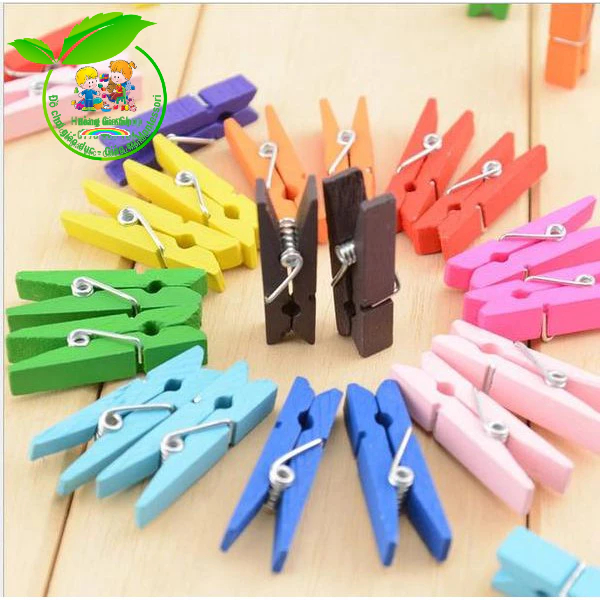 Túi 50 kẹp gỗ màu 4.5cm