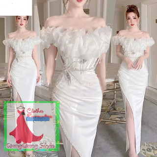 VÁY FORM BÚT CHÌ VẠT XẺ CÁO ĐẮP CHÈO PHỐI TƠ BÈO TRỄ VAI 140924
