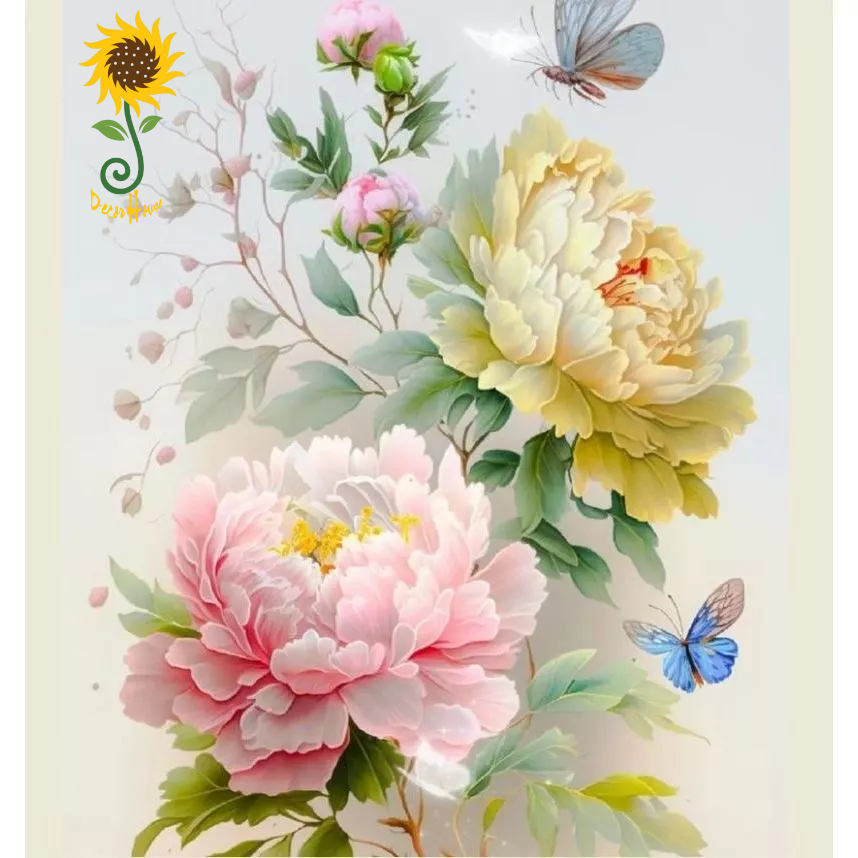 (Chủ Đề Hoa) Tranh Đính Đá Tự Hoàn Thành Kích Thước 40x30cm