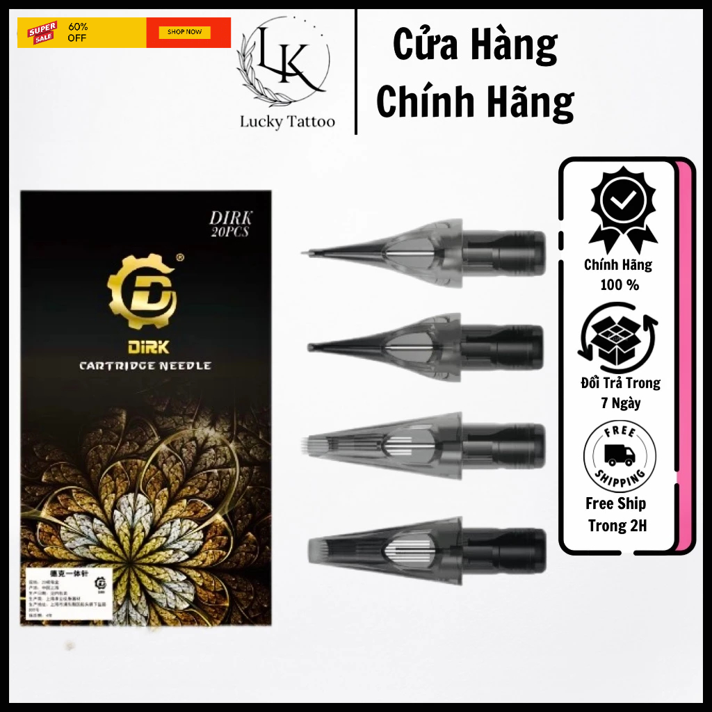 Kim Dirk đủ size chuyên dùng trong phun xăm thẩm mỹ, Kim máy pen 1,3,5,7,9,11,15 dùng trong phun xăm