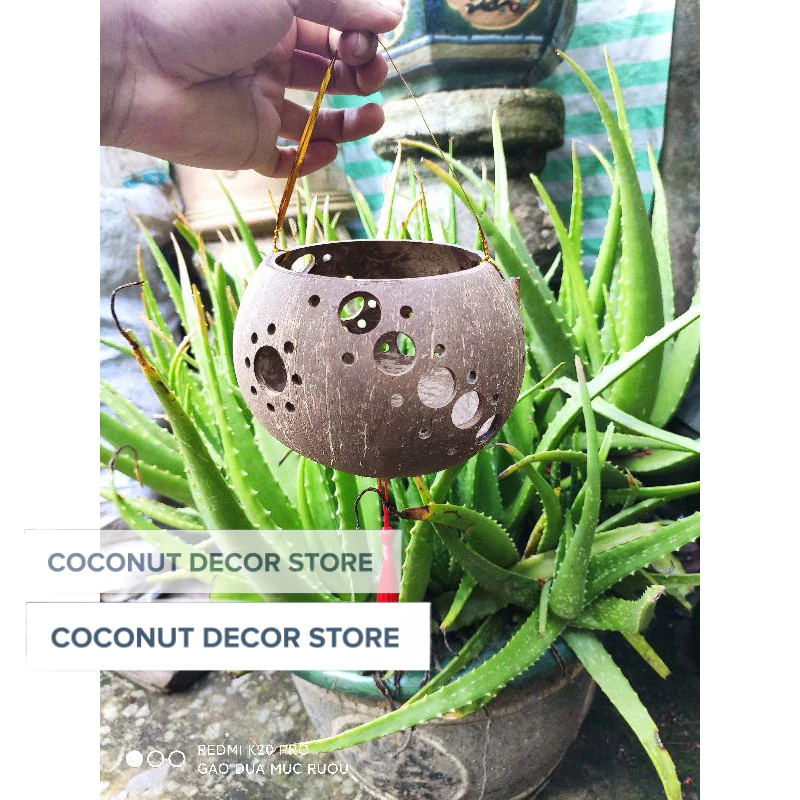 Lồng đèn gáo dừa mài thô