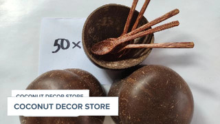 Combo 50 CHÉN GÁO DỪA VÀ MUỖNG GỖ DỪA