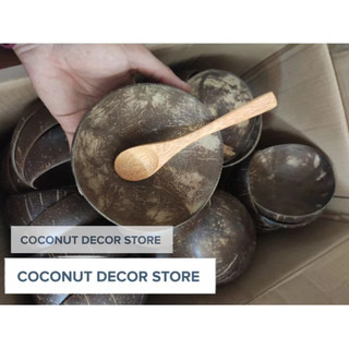 Combo - Bát gáo dừa & Muỗng gỗ dừa giá rẻ | Bát trộn mask | Quậy bột