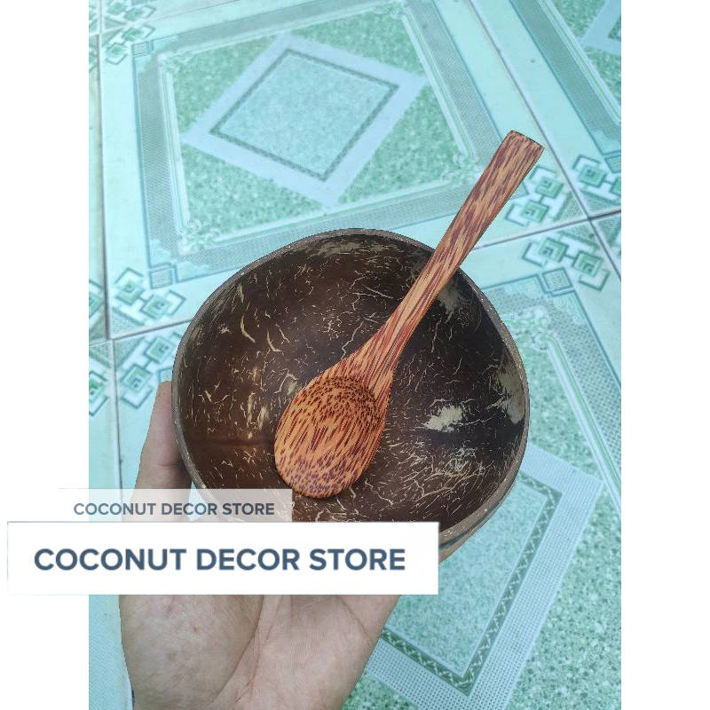 [Giá Sỉ] - Combo Chén Gáo Dừa + Muỗng Gỗ Dừa