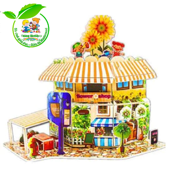 Tranh ghép hình 3D - Cửa hàng hoa