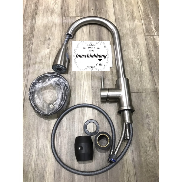 Vòi rửa chén nóng lạnh rút dây inox304, vòi chén rút dây, vòi chén inox304 2 chế độ nước