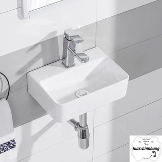 Lavabo sứ nhỏ gọn mini 37x25 dùng cho mọi phòng tắm - men sứ bao đẹp