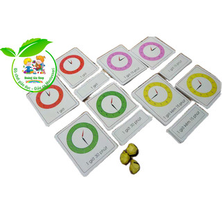 Thẻ học 3 phần: giờ đúng, gịờ rưỡi, giờ hơn, giờ kém