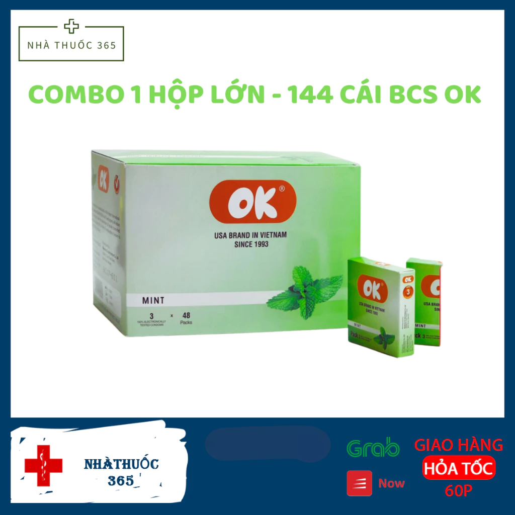 COMBO 144 CÁI BAO CAO SU OK BẠC HÀ MÁT LẠNH