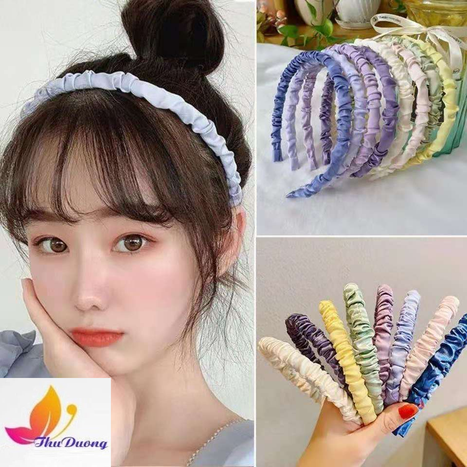 Cài Tóc Vải Lụa Satin Nhúng Bèo Phong Cách Hàn Quốc