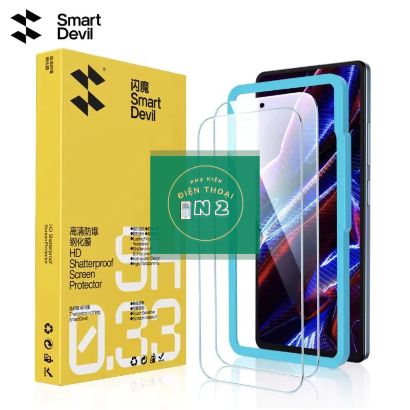 Kính Cường Lực Smart Devil Bộ 2 Kính Có Khung Trợ Dán Xiaomi Mi 14 Siêu Mượt