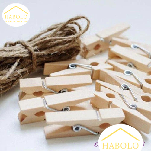 Bịch 50 kẹp gỗ trang trí, treo ảnh mini.