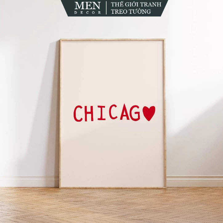 Tranh treo tường, Cute Chicago Print Chicago Wall Art Chicago Illinois, nhận in theo yêu cầu, tặng k