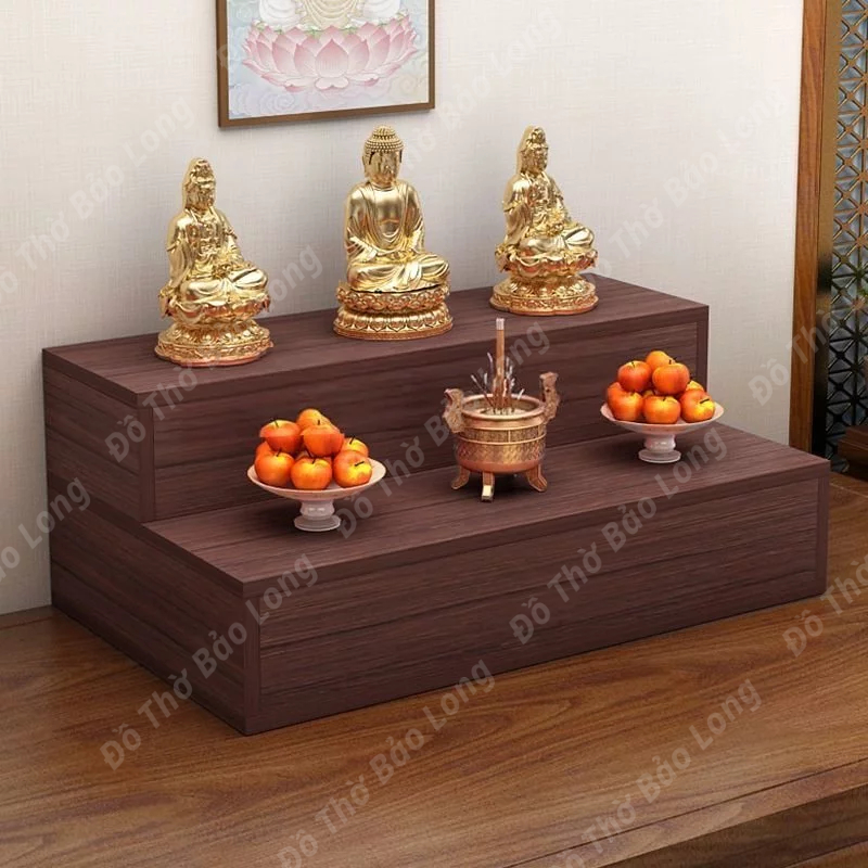 Bục gỗ tam cấp đôn tam cấp bàn thờ phật thờ gia tiên bàn thờ ông địa bàn thờ gỗ công nghiệp MDF bền 