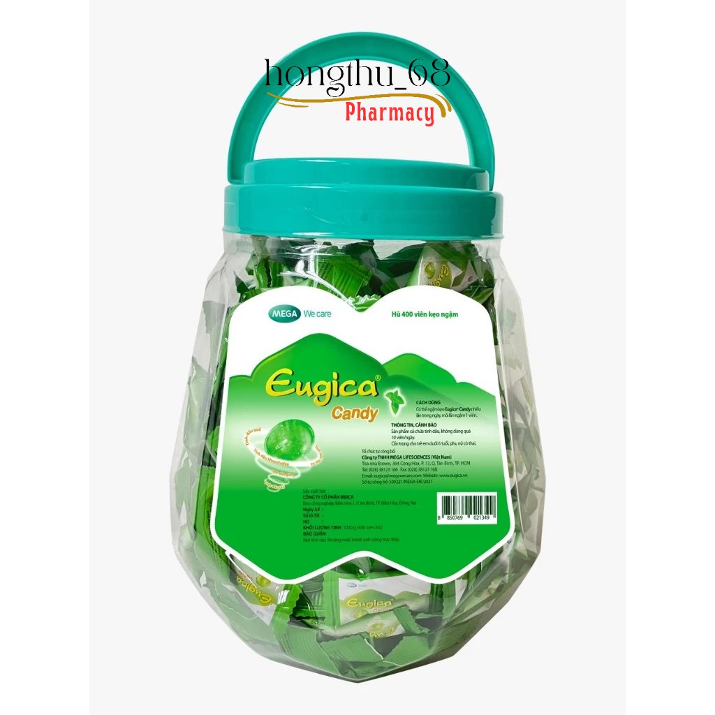 Kẹo ngậm ho Eugica nguồn gốc thảo dược hũ 400 viên