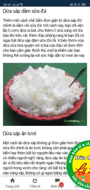 DỪA SÁP LỎNG 4 LÀM MỨT SINH TỐ