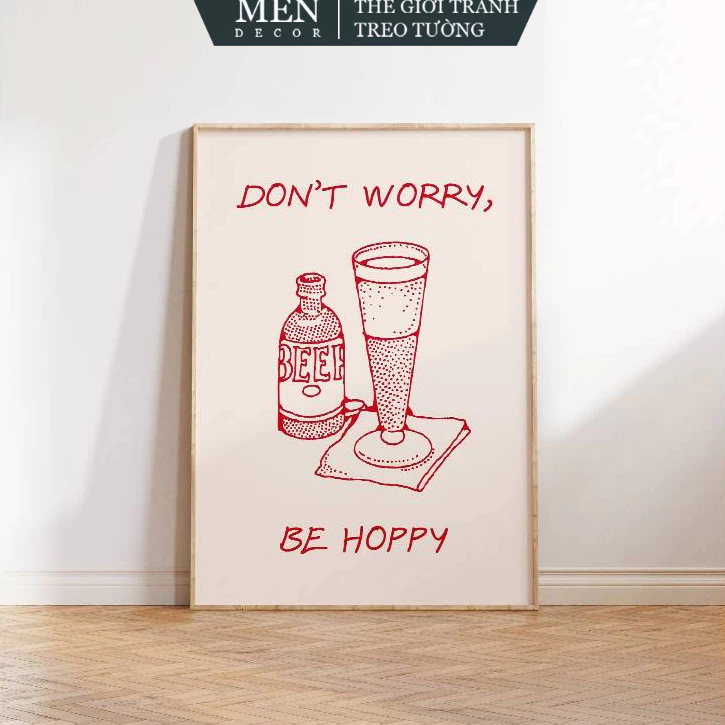 Tranh treo tường, Funny Beer Print Red Bar Poster Beer Pun Poster, nhận in theo yêu cầu, tặng kèm đi