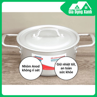 Nồi nhôm anod cao cấp SUNHOUSE 16,18,20,22,24,26,28,30, truyền nhiệt nhanh tiết kiệm thời gian đun nấu GDX