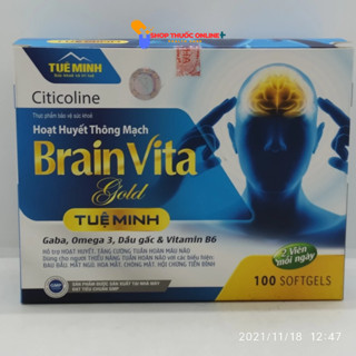Hoạt huyết thông mạch Brain Vita Gold Tuệ Minh hộp 100 viên (2 viên mỗi ngày)