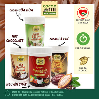Bột cacao thuần chay thơm ngon đậm ca cao nguyên chất mix 4 vị cà phê, sữa dừa, socola hũ tiện lợi