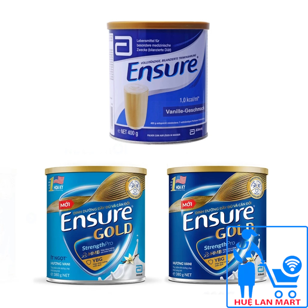 1/2/3 Lon Sữa Bột Abbott Ensure Gold Hương Vani/ Vani Ít Ngọt/ Ensure Đức 380g/400g