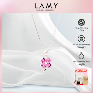 Dây chuyền bạc nữ CDE Sparkling Four-leaf Clover Pink Necklace Silver CDE6166SV - Dây chuyền bạc ta