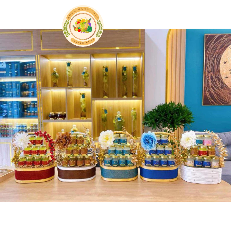 Giỏ Bầu Dục Lưới Đóng Quà Tết, Đóng Giỏ Yến siêu xinh