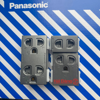 Ổ cắm Panasonic - Hạt ổ cắm đôi, 3 chấu màu Xám và Xám ánh kim
