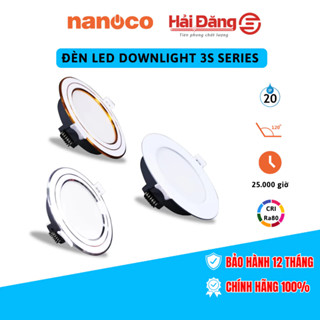 Đèn LED âm trần Downlight viền Vàng, Bạc, Trắng Nanoco - Thân nhôm chắc chắn, Độ sáng cao