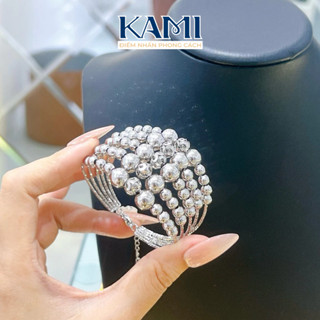 Vòng tay bi titan xi bạch kim không đen không gỉ trắng điều chỉnh size