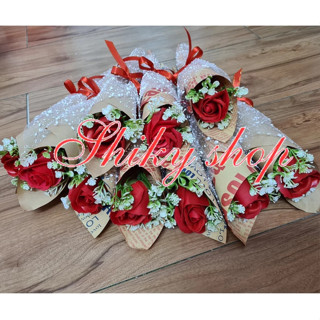   Ship Hoả Tốc  Hoa hồng sáp ốc quế 1 bông kèm lưới tuyết 