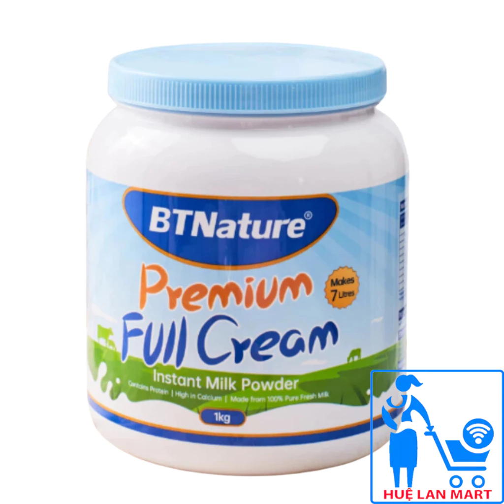 Sữa bột nguyên kem BTNature Premium Full Cream Hộp 1kg - Bổ sung Canxi và Protein