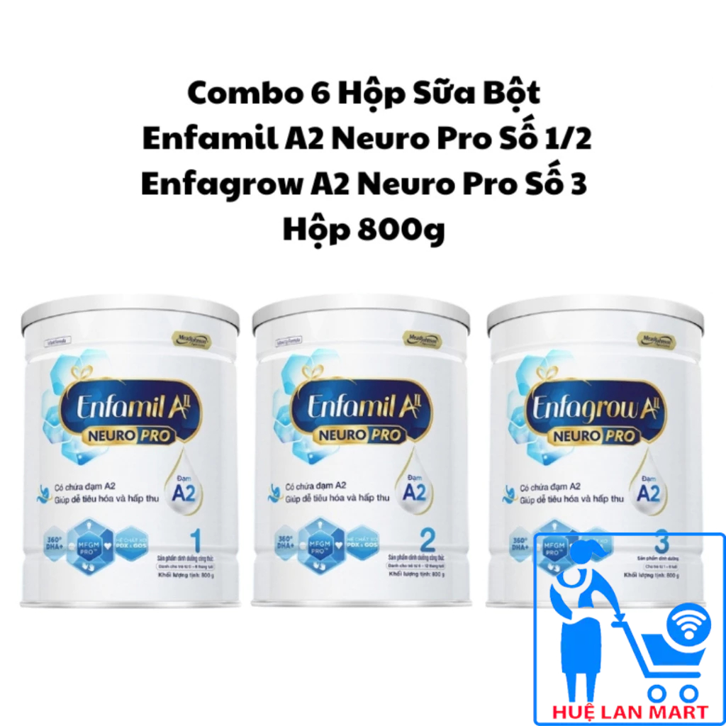 Combo 6 Hộp Sữa Bột Mead Johnson Enfamil A2 Neuro Pro Số 1/2 - Enfagrow A2 Neuro Pro Số 3 – 800g