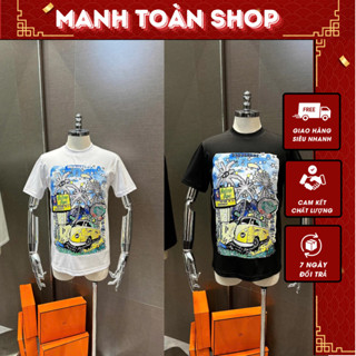 Áo Thun Nam Nữ Đê Ét Quy In Nhiệt Họa Tiết Cây Dừa Ô Tô Siêu Nét- Áo Phông tay Ngắn Cổ Tròn Chất Cotton Co Dãn