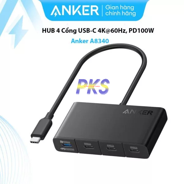 Bộ Chuyển Đổi Anker A8340 USB-C Sang 4 Cổng USB-C - HUB C - 4 cổng USB-C