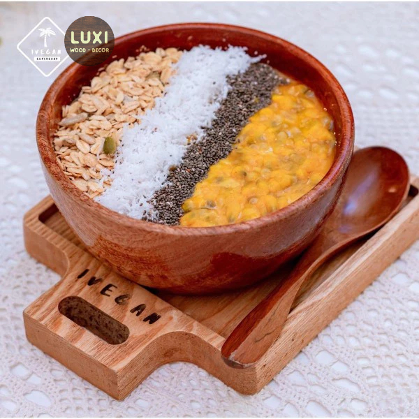 Khay, thớt gỗ decor 12 (Vuông nhỏ có tay cầm)