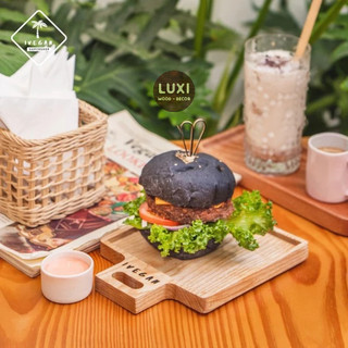 Khay, thớt gỗ decor 12 (Vuông nhỏ có tay cầm)