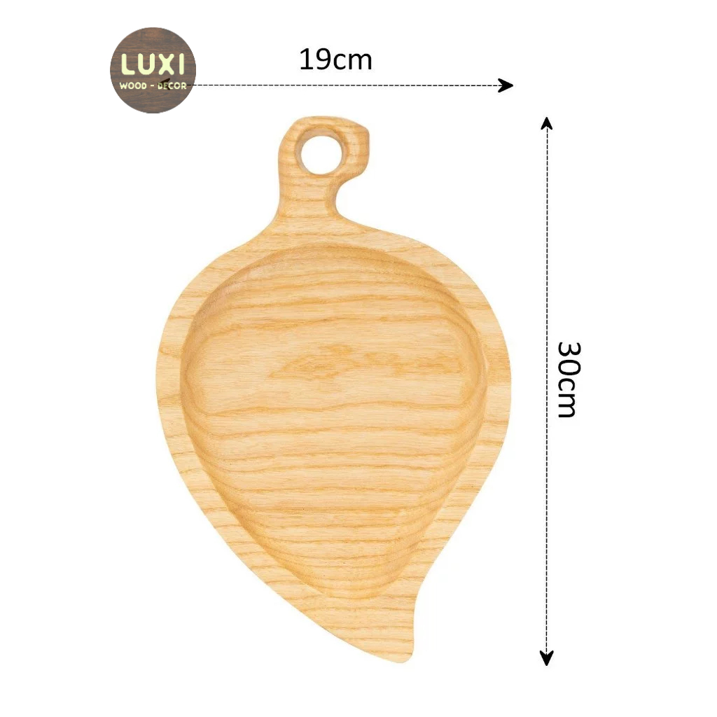 Khay - Thớt gỗ hình chiếc lá decor 31 (KT: 34x17cm) LUXI decor