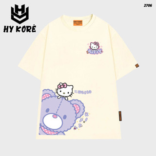 ÁO THUN FORM RỘNG HY KORÉ MÈO KITTIE GẤU TÍM 2706 PHONG CÁCH COQUETTE DỄ THƯƠNG