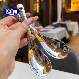 Kaiyo Thìa Canh Inox Làm Sâu Thìa Dung Tích Lớn Gương Bạc Đánh Bóng Flatware Súp Cơm Nhà Bếp Bộ Đồ Ăn VN