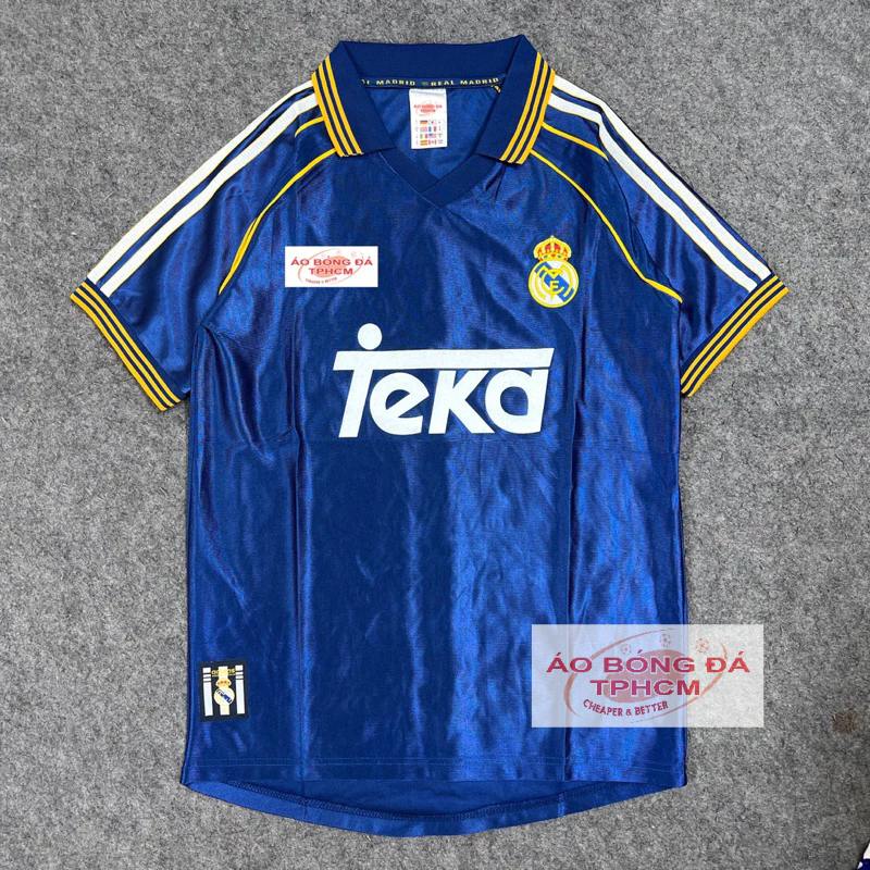 Retro.REAL 98/99 - Áo Bóng Đá RETRO CLASSlC REAL 1998/1999 hàng Thái cao cấp- RETRO REAL TekaXanhĐen