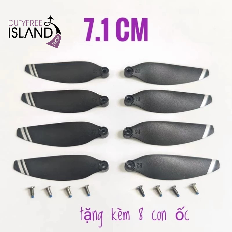 Cánh flycam, cánh quạt thay thế 7.1 cm ( 1 bộ 8 cánh kèm 8 ốc ) cho các loại flycam cánh dài 7.1cm x90 pro, L600pro..vv