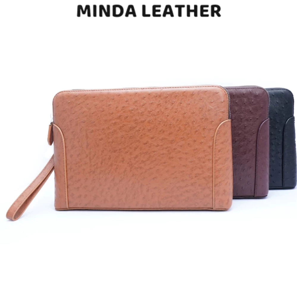 Túi cầm tay nam da đà điểu nam phi cao cấp, Clutch cầm tay công sở cao cấp S1TB05