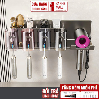  Kệ Bàn Chải Đánh Răng và Máy Sấy SANHE Mall Dán Tường Treo Bàn Chải Đánh Răng Tiện Lợi Sang Trọng Và Cao Cấp 