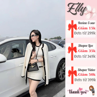  Váy len body nữ ELLY_DRESS sát nách mĩ viền đen phối áo choàng sang chảnh đi chơi đi du lịch BL1930 