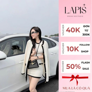  Váy len body nữ LAPIS_FASHION sát nách mĩ viền đen phối áo choàng xinh xắn đi dạo phố chụp ảnh BL1930 