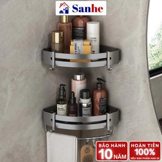Kệ góc nhà tắm dán tường Sanhe, Kệ tam giác góc tường để đồ nhà tắm bằng nhôm hàng không, không gỉ, không cần khoan
