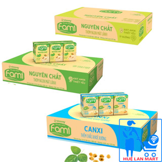 Thùng sữa đậu nành Fami Nguyên chất, Canxi Đủ vị (Thùng 36 hộp x 200ml)