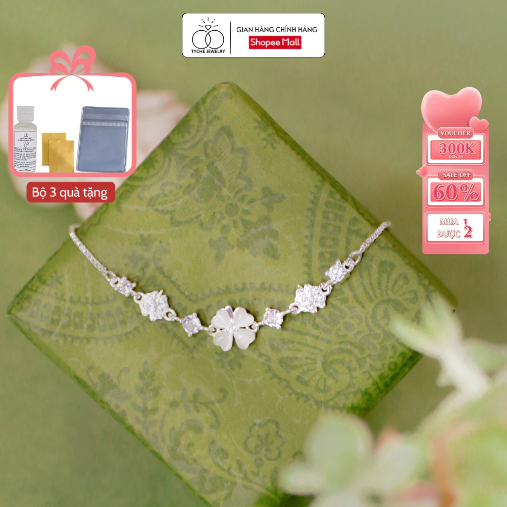 Lắc tay bạc nữ Tyche Blossom dây xù bắt sáng lấp lánh,vòng tay sang trọng thanh lịch phù hợp đeo đi học,đi làm,quà tặng