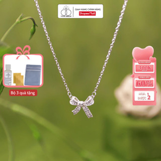  Dây chuyền bạc nữ Tyche Bow1 nạm đá ,chốt khóa cao cấp trẻ trung phù hợp đeo đi học đi chơi,đi làm TYCHE JEWELRY 